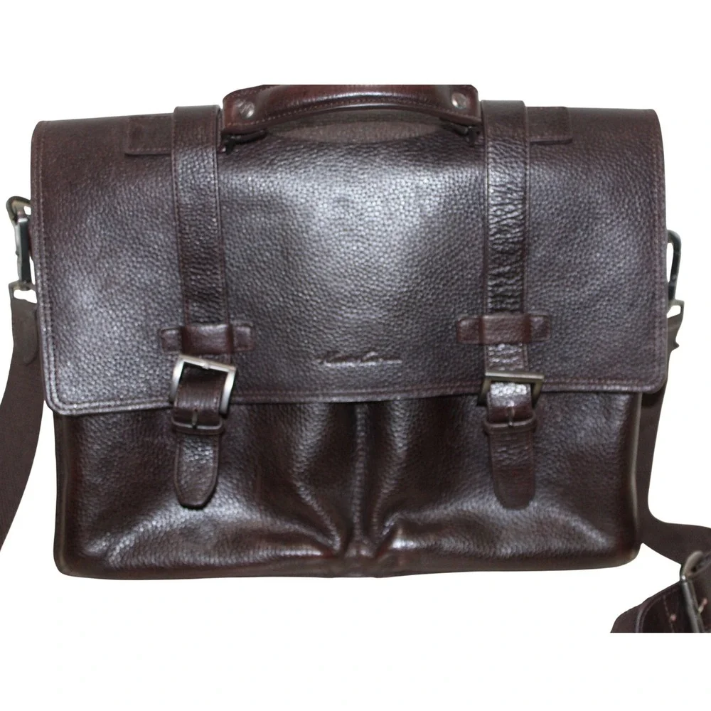 Kenneth Cole NY Brown Leather Briefcase Mens EUC Messenger Bag Laptop Bag